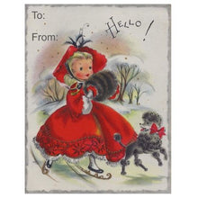 Load image into Gallery viewer, Retro Gift Tag Stickers, Vintage Inspired Little Girl Christmas Gift To and From Stickers