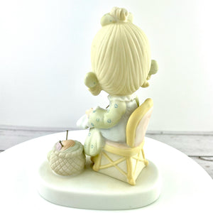 Precious Moments Mother Sew Dear Porcelain Figurine, Enesco Dated 1979