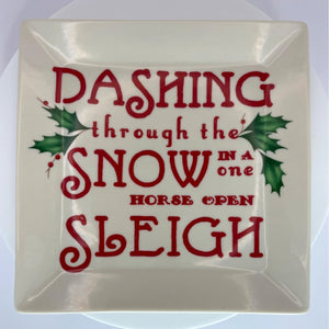 Lenox Holiday Tidbit Plate - Dashing Through the Snow - 6" Square Plate