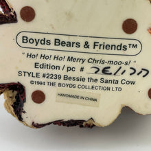 Load image into Gallery viewer, Boyds Bears Bessie the Santa Cow Boyds Collection Merry Chrismoos 1994 No 2239