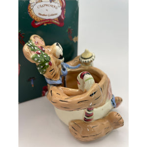 Blue Sky Ceramic Baby Bear Christmas Trinket Holder