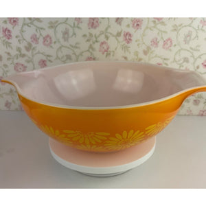 Vintage Pyrex Daisy Cinderella Bowl #444, Orange Handled Mixing Bowl