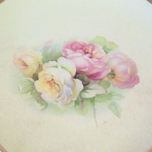Large Hand Painted Scalloped Edge Floral Plate with gold Trim