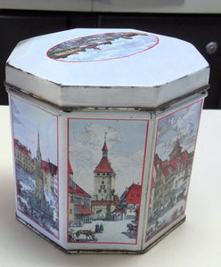 Vintage German Gingerbread Tin Nurnberger Schumann Octagonal Lidded Box