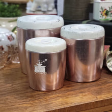 Load image into Gallery viewer, Vintage West Bend Rose Aluminum Canisters - Set of 3 Retro Metal Kitchen Canisters