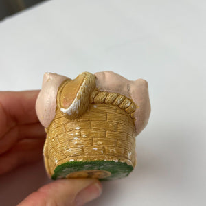 Vintage Pepiware Rabbit Bunny Figurine - CHERUB, Hand Painted Stoneware