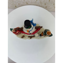 Load image into Gallery viewer, Snowman Figurine - Children Building a Snowman Holding a Merry Christmas Banner