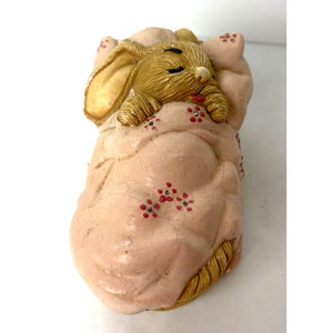 Vintage Pepiware Rabbit Bunny Figurine - CHERUB, Hand Painted Stoneware