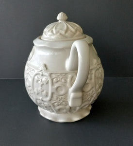 A Perfect Occasion Teapot with Lid, 64 oz Ceramic Cream Embossed Pattern