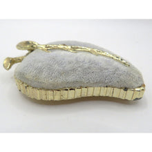 Load image into Gallery viewer, Vtg Velvet Heart Hat Pin Cushion Gold Trim Vanity Decor Romantic Boudoir Display