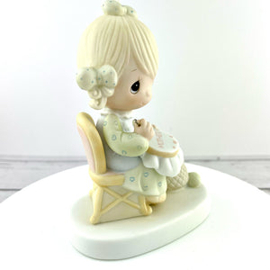 Precious Moments Mother Sew Dear Porcelain Figurine, Enesco Dated 1979
