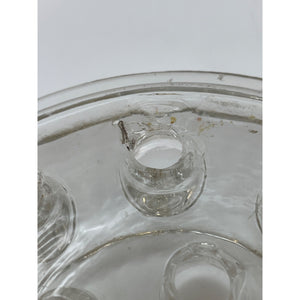 Vintage Floral Frog, Large Clear Glass 16 Hole Pin Frog, Flower Arrangement Holder