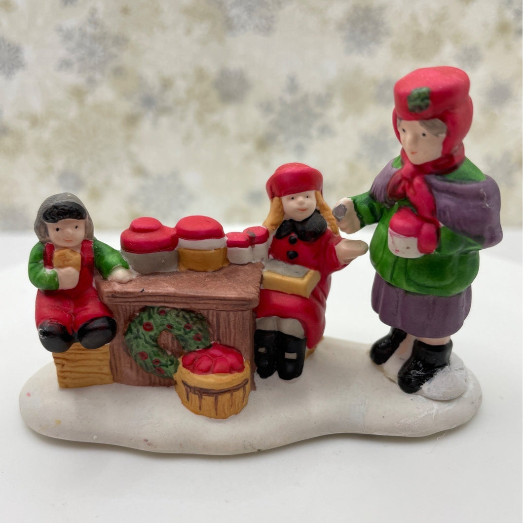 Vintage Christmas Village Figurine - Selling Hot Chocolate Porcelain Statuette