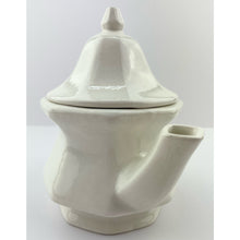 Load image into Gallery viewer, Vtg Avon Teapot Single Serve White Ceramic and Blue Floral Design, Farmhouse Cottage Core Decor