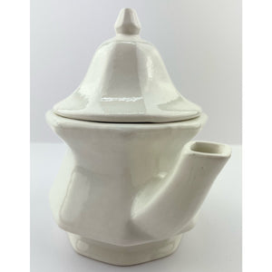Vtg Avon Teapot Single Serve White Ceramic and Blue Floral Design, Farmhouse Cottage Core Decor
