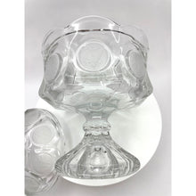Load image into Gallery viewer, Fostoria Frosted Coin Pattern, Lidded Candy Dish, 1960s Compote Bowl