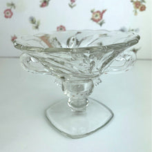 Load image into Gallery viewer, Vintage German Clear Glass Pedestal Taper Candle Holder with Handles