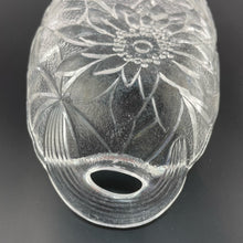Load image into Gallery viewer, Vtg Indiana Glass Sunflower Relish Tray, Pressed Clear Glass Textured Bowl, Sunflower Pattern Handled Dish
