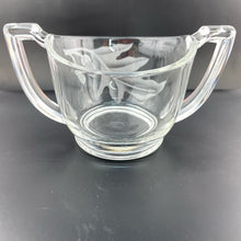 Load image into Gallery viewer, Vintage Oak Leaf Etched Glass Sugar Dish Trophy Handled Leaf and Acorns Sugar