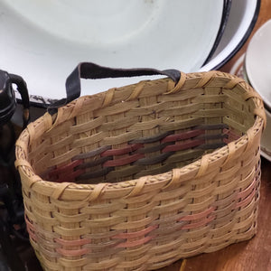 Vintage Wall Pocket Basket, Wicker Striped Wall Hanging