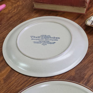 Retro Hearthside Stoneware, Floral Expressions Foliagetime Dinner Plate - Set of 2 Made in Japan