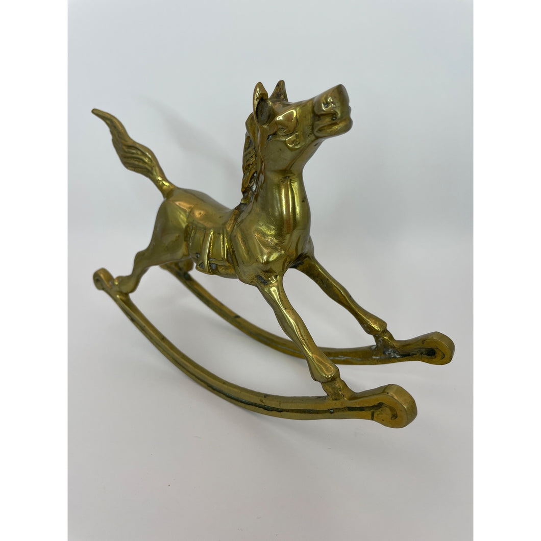 Vintage Solid Brass Rocking Horse Figurine