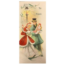 Load image into Gallery viewer, Retro Gift Tag Stickers, Vintage Inspired Little Girl Christmas Gift To and From Stickers