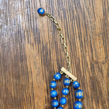 Load image into Gallery viewer, Vintage Triple Strand Moonglow Necklace - Elegant Retro Pearlescent Beaded Statement Jewelry