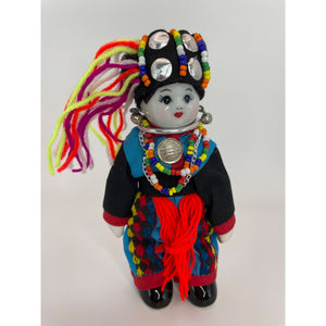 Vintage Glazed Porcelain Thailand Doll, Chaing Mai Akha Figurine