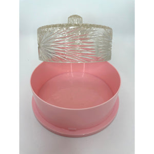 Vintage Celebrity Inc. Pink Crystal Cut Acrylic Round Powder Box