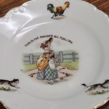Load image into Gallery viewer, Antique Saucer &quot;The Maiden All Forlorn.&quot; Hand Painted Transfer