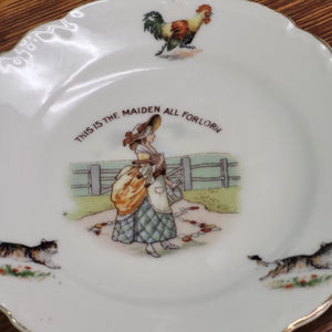 Antique Saucer "The Maiden All Forlorn." Hand Painted Transfer