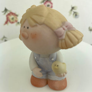 Vintage Bumpkins Girl with a Chick Ceramic Figurine by George Good.