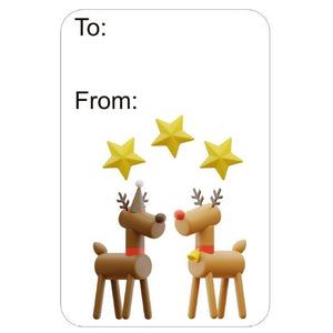 Retro Gift Tag Stickers, Retro Style Santa Village Christmas Gift To and From Stickers