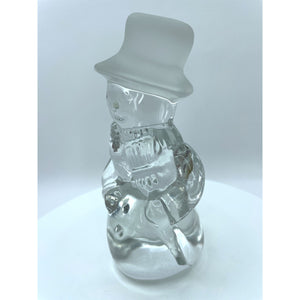 Crystal Snowman Paperweight with Frosted Top Hat Christmas Holiday Decor