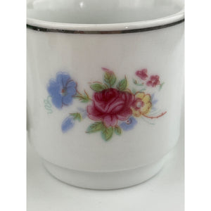 Vintage Tabletops Unlimited Set of 2 - Flat Bottom Floral Demitasse Cups, Vintage Espresso Mugs