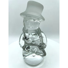 Load image into Gallery viewer, Crystal Snowman Paperweight with Frosted Top Hat Christmas Holiday Decor