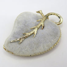 Load image into Gallery viewer, Vtg Velvet Heart Hat Pin Cushion Gold Trim Vanity Decor Romantic Boudoir Display
