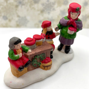 Vintage Christmas Village Figurine - Selling Hot Chocolate Porcelain Statuette