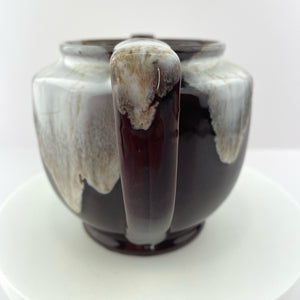 Vtg Brown Drip Glaze Japan Teapot Single Serve Espresso Redware Cottage Pottery