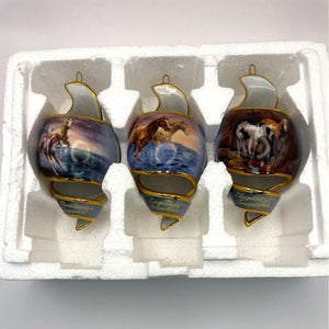 Vintage Bradford Exchange Ornaments, Set of 3 Free as the Wind Horse Spiral Ornaments, Thundering Elegance