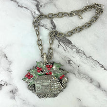 Load image into Gallery viewer, Holiday Statement Necklace Silver Spoon Art Jewelry Christmas Accessory