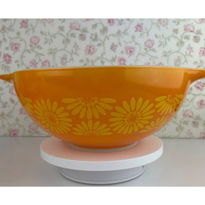 Vintage Pyrex Daisy Cinderella Bowl #444, Orange Handled Mixing Bowl