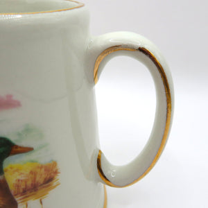 Old Foley James Kent Mug England Ducks Partridge Game Birds Gold Trim Staffordshire