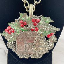 Load image into Gallery viewer, Holiday Statement Necklace Silver Spoon Art Jewelry Christmas Accessory
