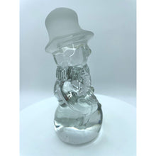 Load image into Gallery viewer, Crystal Snowman Paperweight with Frosted Top Hat Christmas Holiday Decor