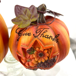 Fall Sentiment Pumpkins, Thanksgiving Fall Decoration Give Thanks Welcome Set of 2