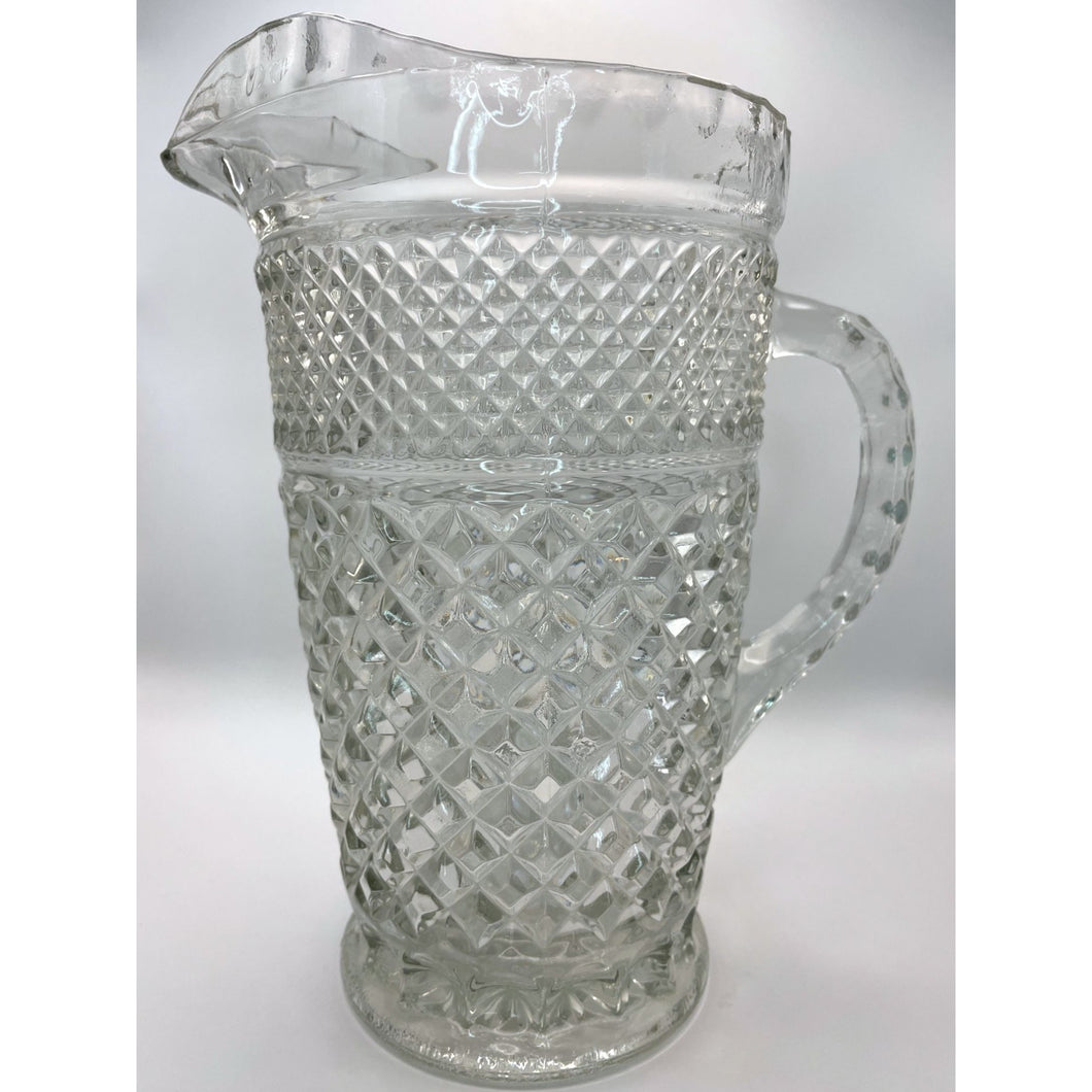Vintage Anchor Hocking Wexford Large Glass Cut Glass Pitcher