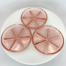 Load image into Gallery viewer, Vintage Handblown Pink Depression Glass Coasters, Set of 3 Pink Glass Trinket Ring Dishes