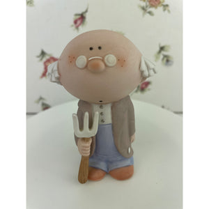 Vintage Bumpkins "Farmer Bumpkin" Ceramic Figurine with Pitchfork